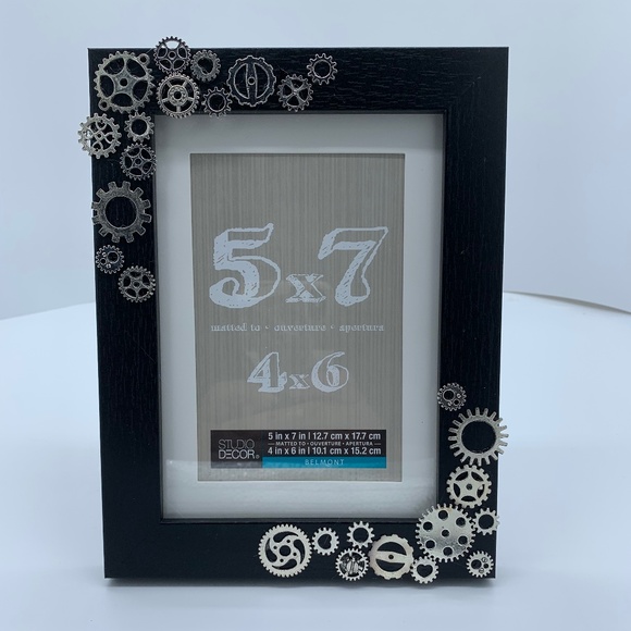 Hand Crafted Other - Handmade Silver Gears Accented Black Picture Frame!